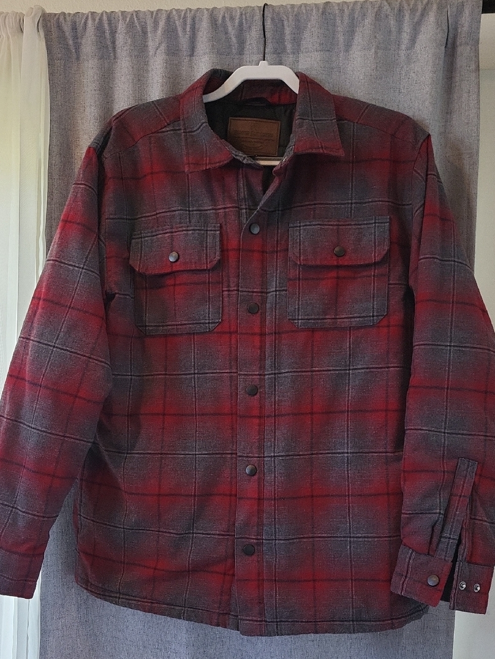 Rugged Elements Men's Red and Gray Plaid Button-Up Jacket